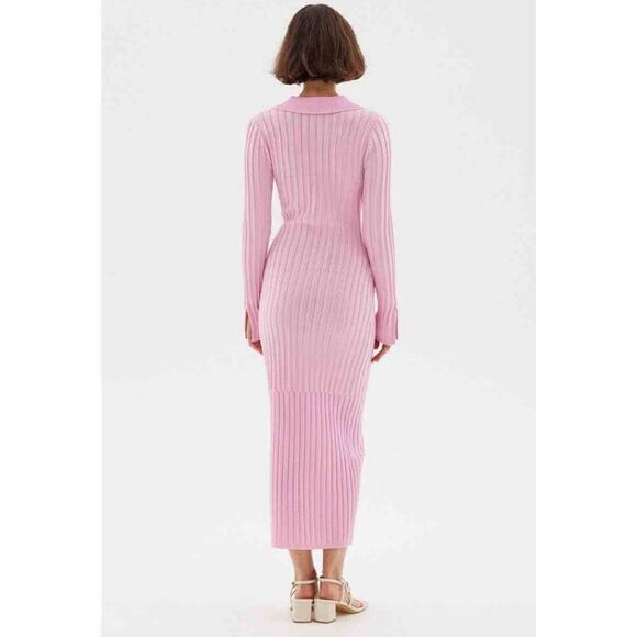 SOVERE Facet Knit Maxi Dress in Musk -Side front hem split size S NWT218 - Picture 5 of 9